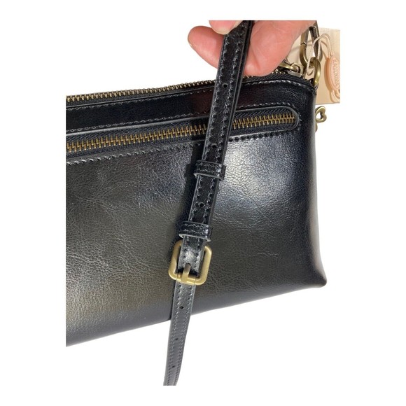 Kalunma Black 100% Smooth Oil Rich Leather Crossbody Purse Brass Bag Charms NWT - Picture 13 of 16